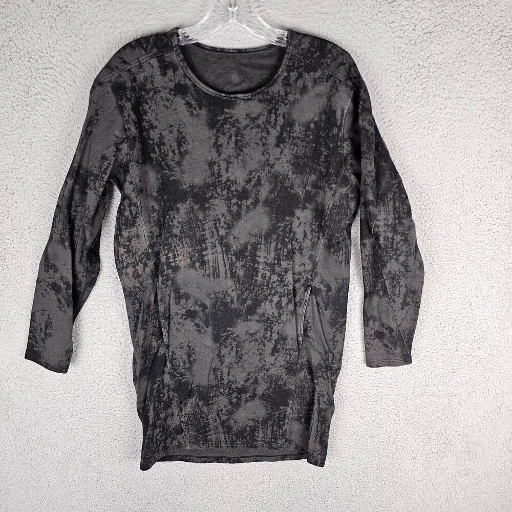 Lululemon Long-Sleeve Tie-Dye Black-Gray Long-Sleeve T-Shirt Dress Medium‎